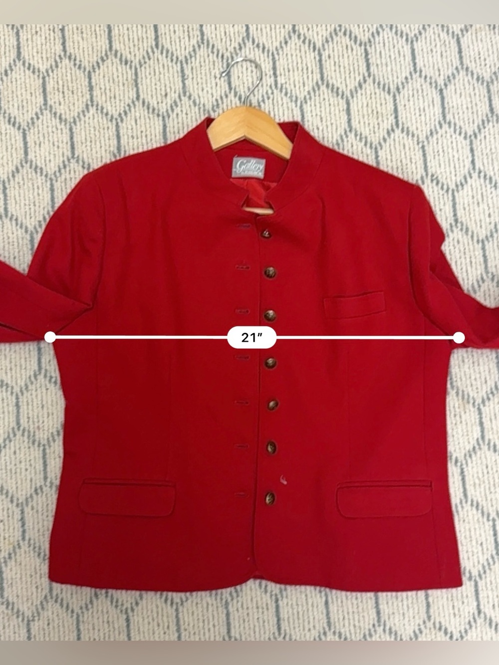 80’s VINTAGE Equestrian 100% Wool Red Austrian Jacket Military Mandarin Blazer M - Picture 14 of 16